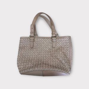 Cole Haan Tan Weaved Leather Tote Bag